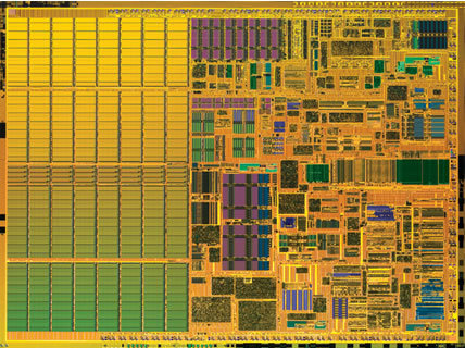 Pentium M „Banias“-Kern (korrektes Größenverhältnis zum Dothan)
