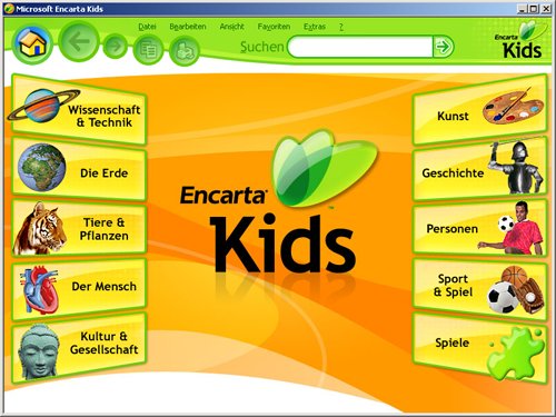 Encarta Kids: Hauptseite