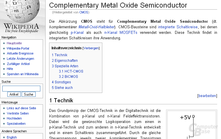 Inhaltsvergleich ("CMOS"): Wikipedia