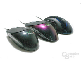 Razer Viper, Razer Diamondback und Logitech MX510 von der Seite