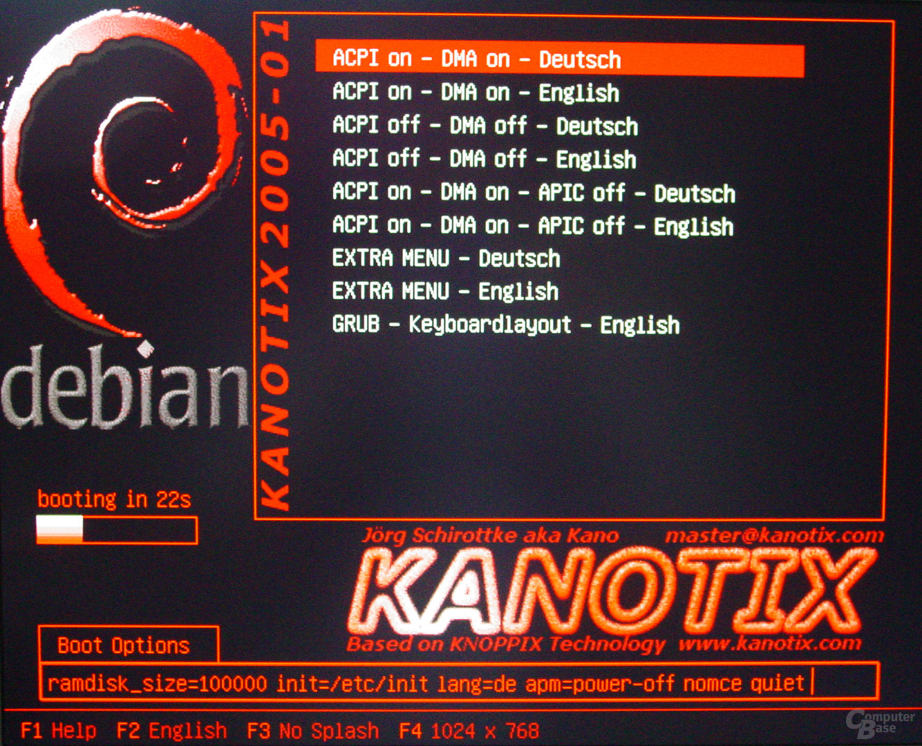 Asus S-presso S1-P111 Deluxe - Linux - Kanotix Bootscreen