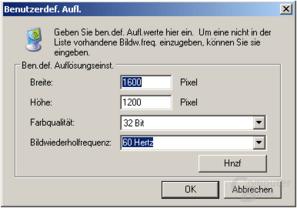 Benutzerdefinierte Auflösung