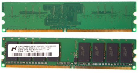 Single Sided 512 MB Micron DDR2-667