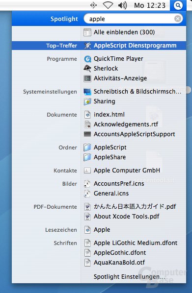 Apple Mac OS „Tiger“: Spotlight