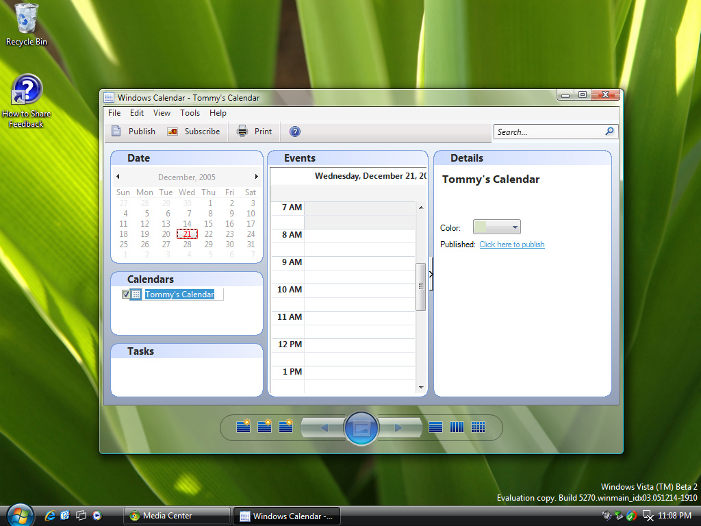 Windows Vista mit Kalender