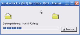 Entpackvorgang des Service Packs