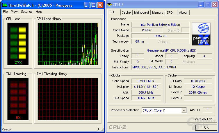 Pentium XE 965: Bei Belastung mit 3,73 GHz