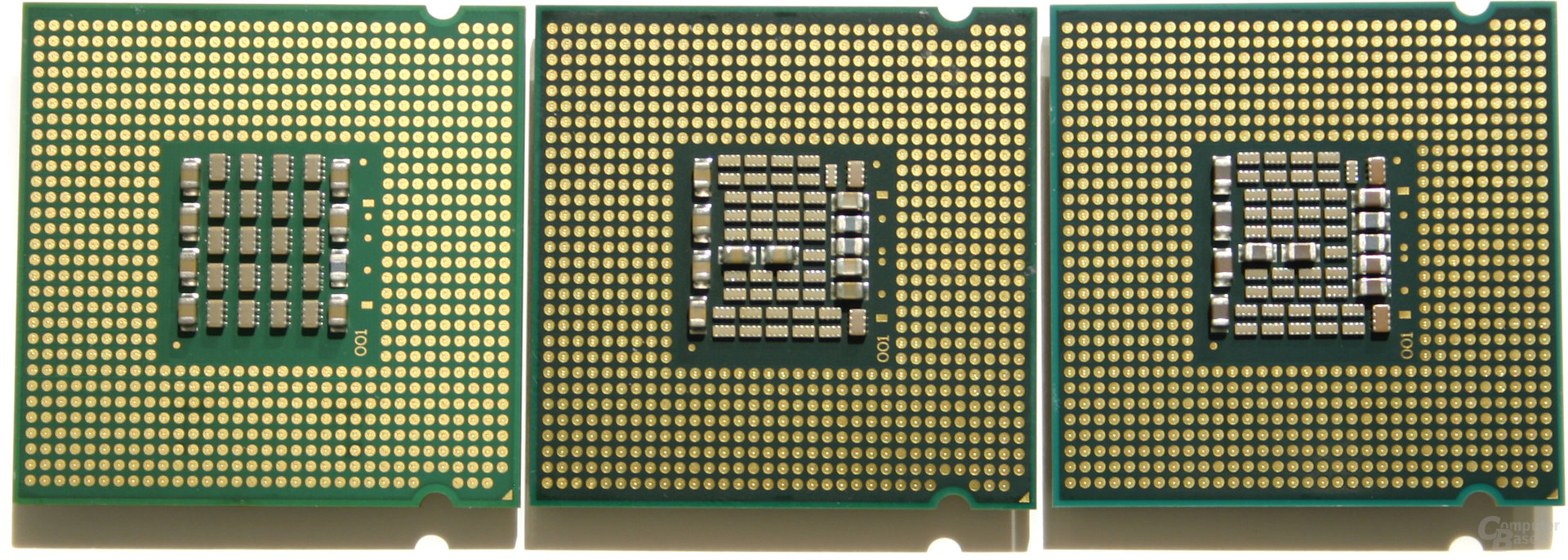 v.l.n.r: Pentium XE 840, Pentium XE 955, Pentium XE 965