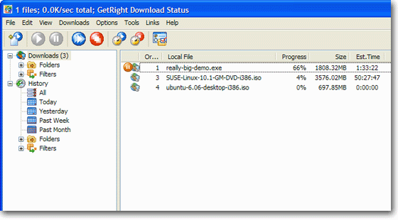 GetRight – Download Status