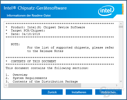 Intel Chipsatz – Installation
