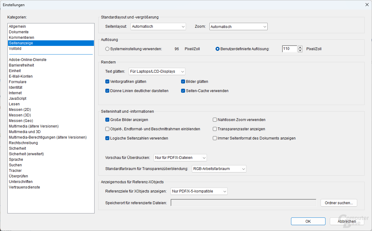 Adobe Acrobat Reader – Einstellungen