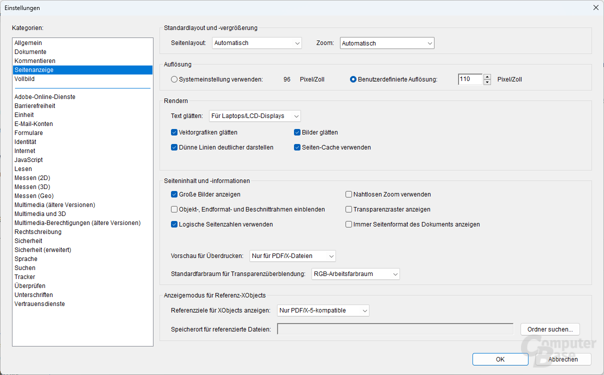Adobe Acrobat Reader – Einstellungen