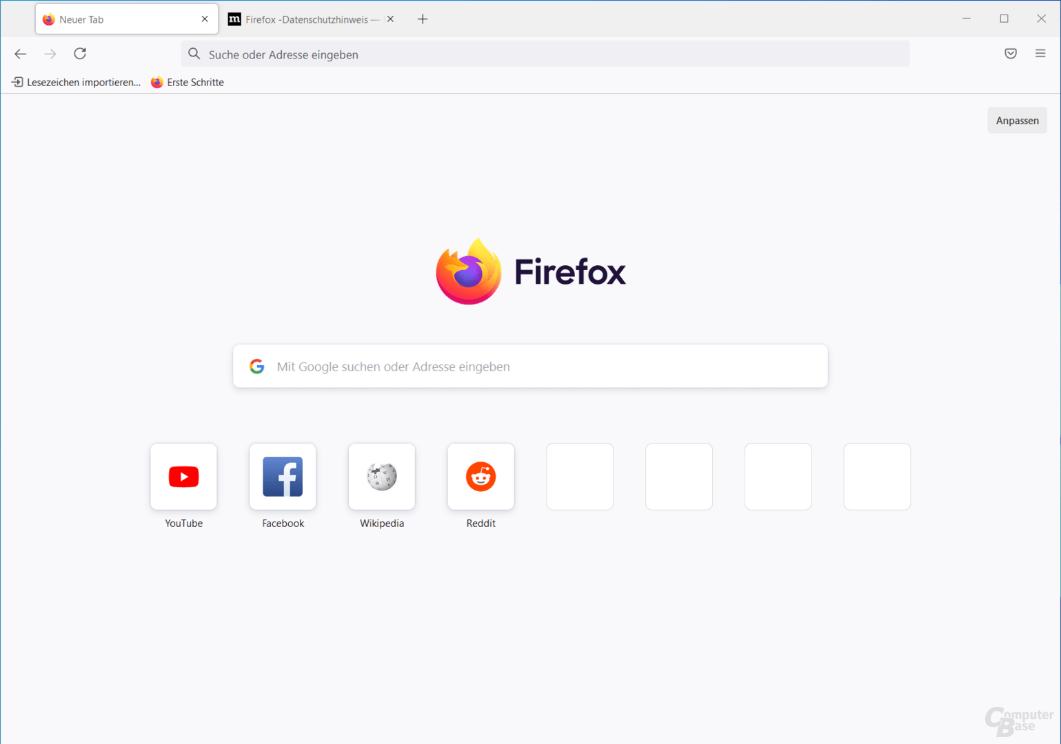Mozilla Firefox – Startseite