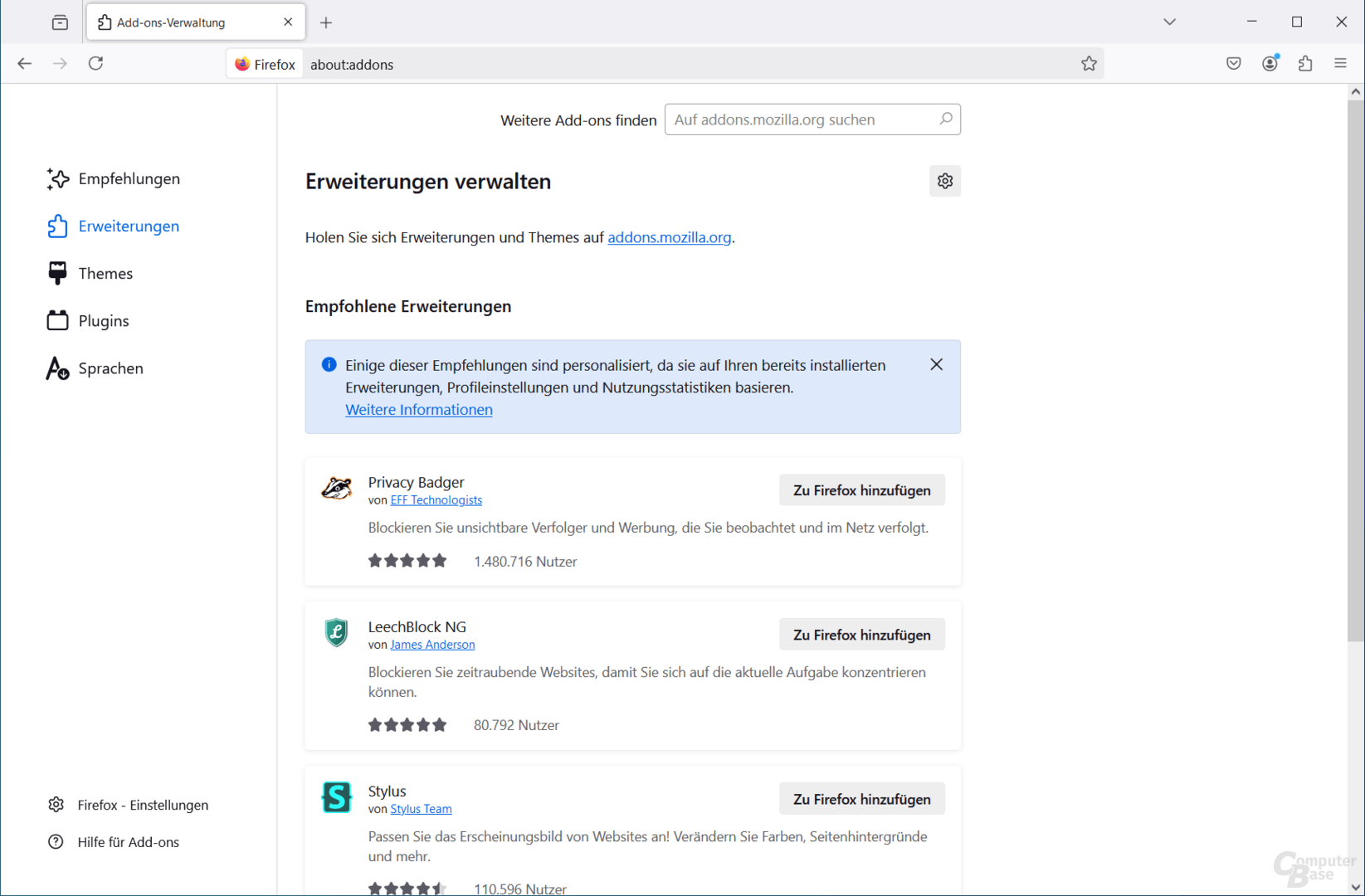 Firefox lässt sich durch Add-ons in der Funktion erweitern und anpassen.