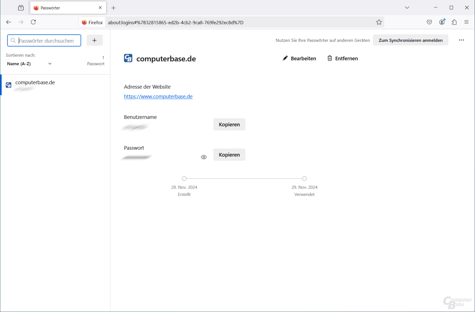 Firefox speichert und verwaltet Passwörter übersichtlich.