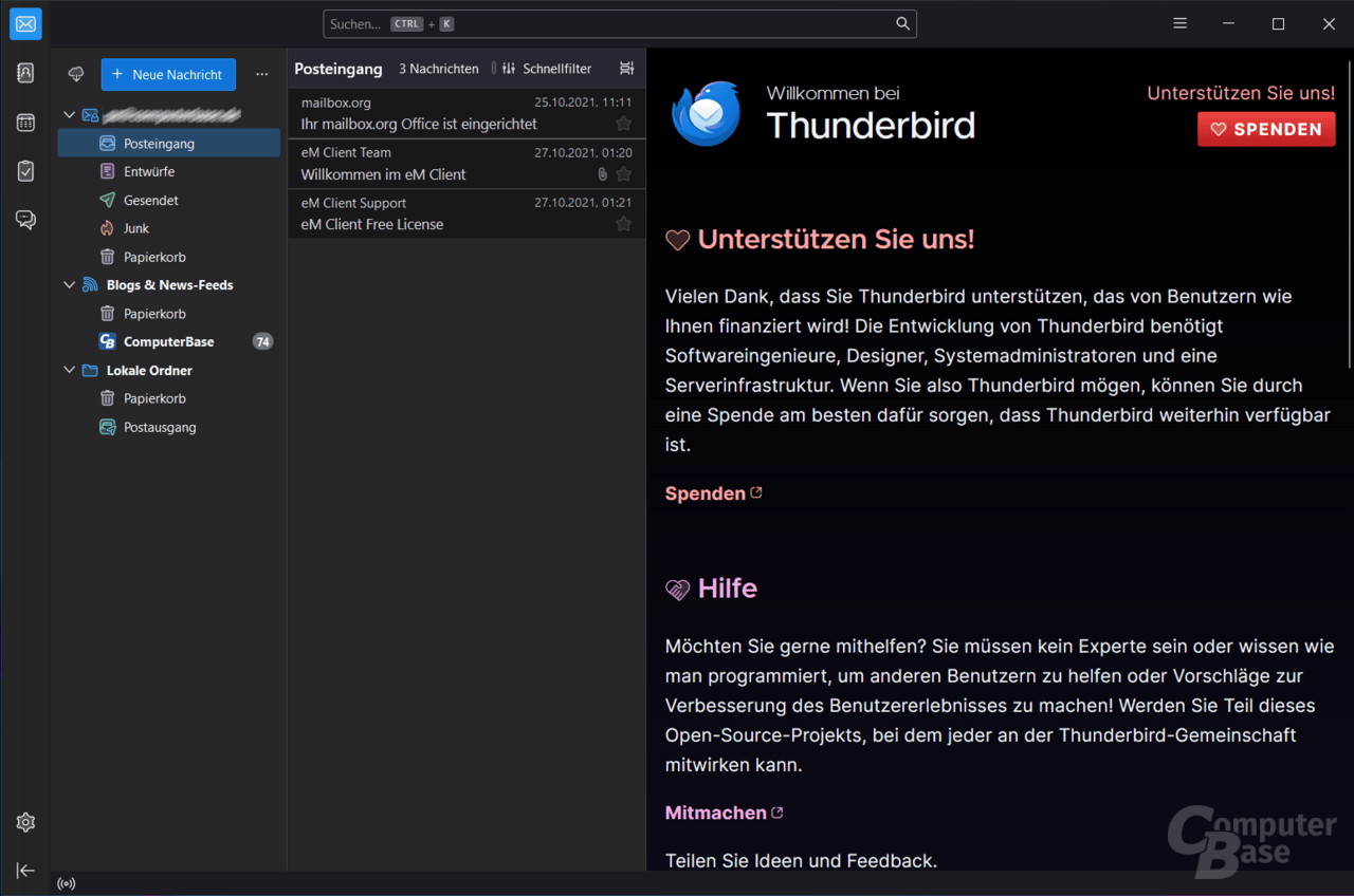Mozilla Thunderbird – Mailübersicht
