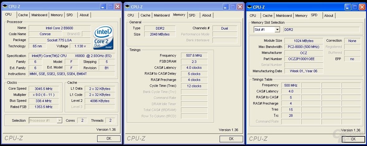 OCZ DDR2 PC2-8000 Platinum XTC Extreme Edition  @ 1015 MHz