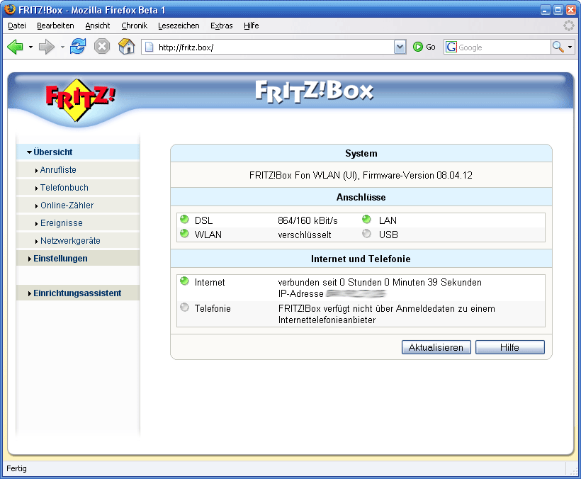 AVM Fritzbox Fon WLAN  - Neue Firmware 8.04.12