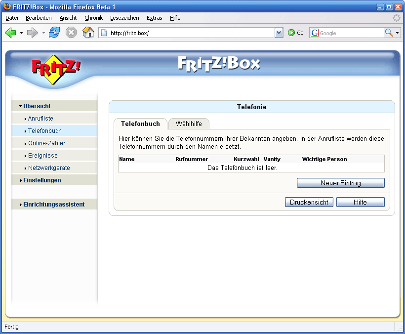 AVM Fritzbox Fon WLAN  - Neue Firmware 8.04.12 mit Adressbuch