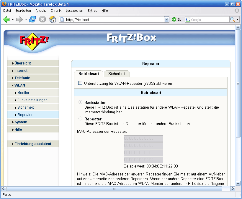 AVM Fritzbox Fon WLAN  - Neue Firmware 8.04.12 mit Repeater-Funktin