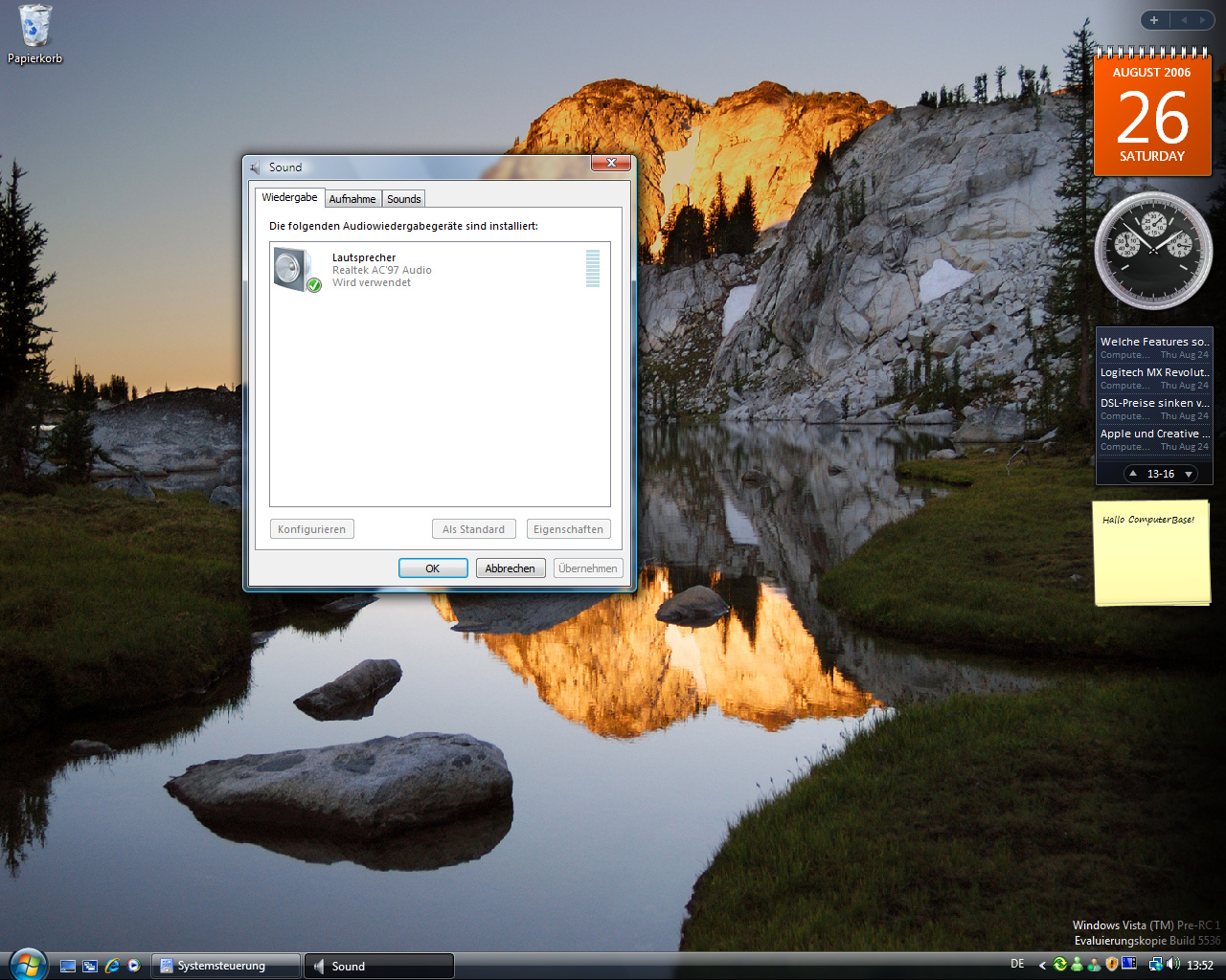 Windows Vista Build 5536 - Soundoptionen