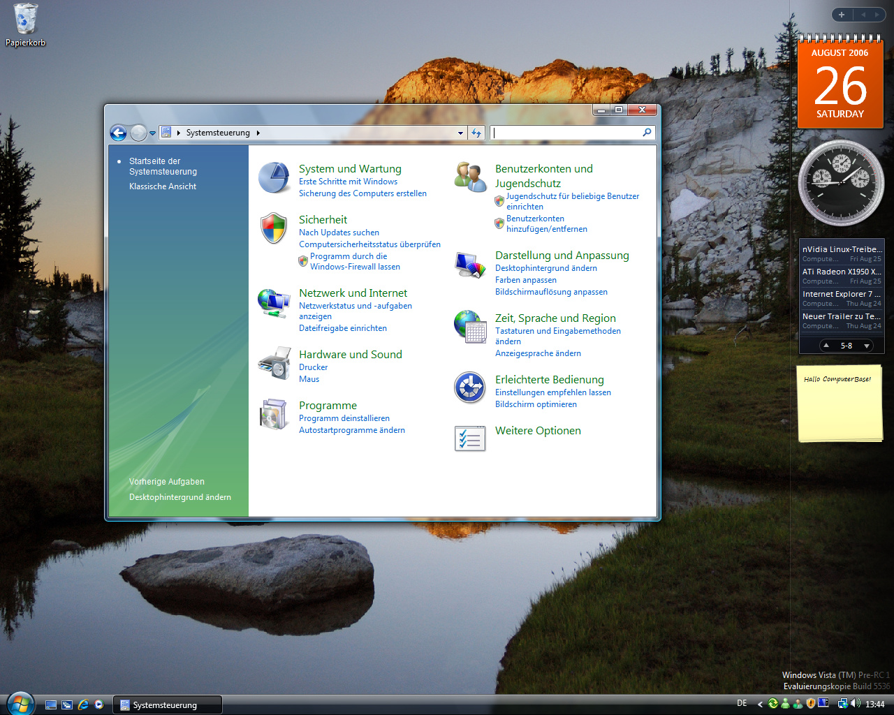 Windows Vista Build 5536 - Systemsteuerung