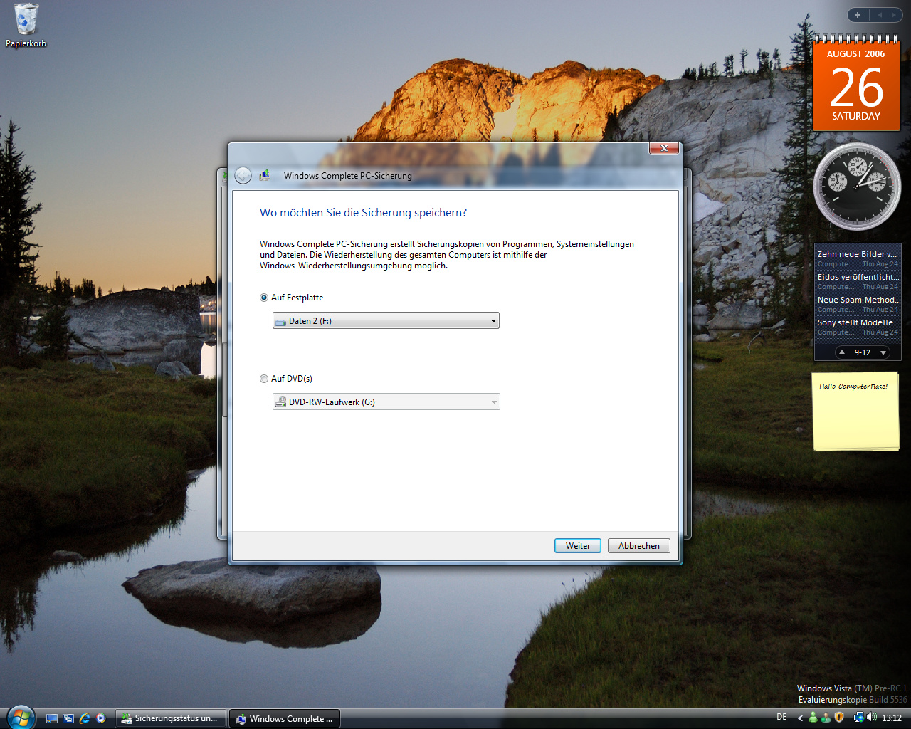 Windows Vista Build 5536 - Backup