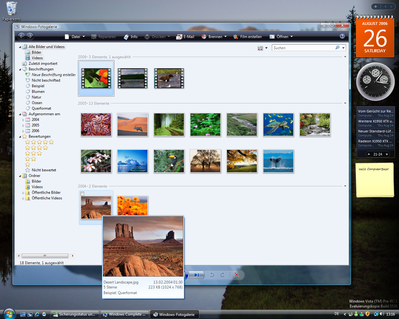 Windows Vista Build 5536 - Fotogalerie