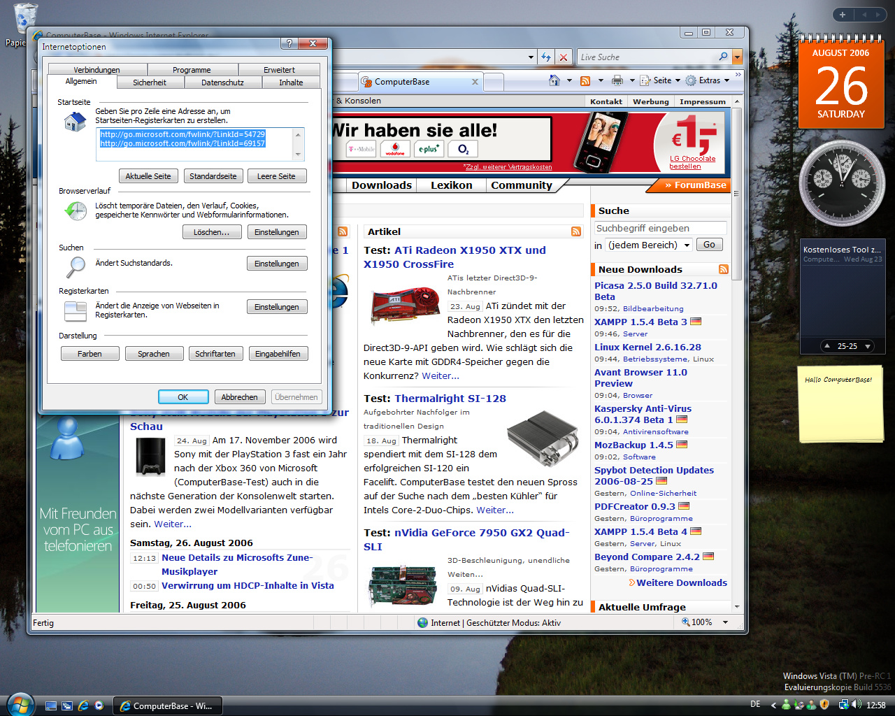 Windows Vista Build 5536 - Internet Explorer 7.0