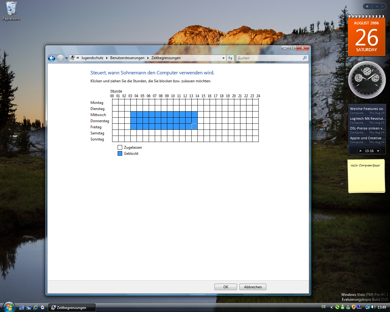 Windows Vista Build 5536 - Jugendschutz