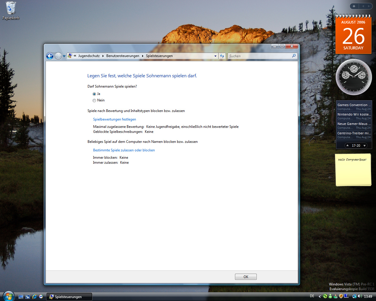 Windows Vista Build 5536 - Jugendschutz 5