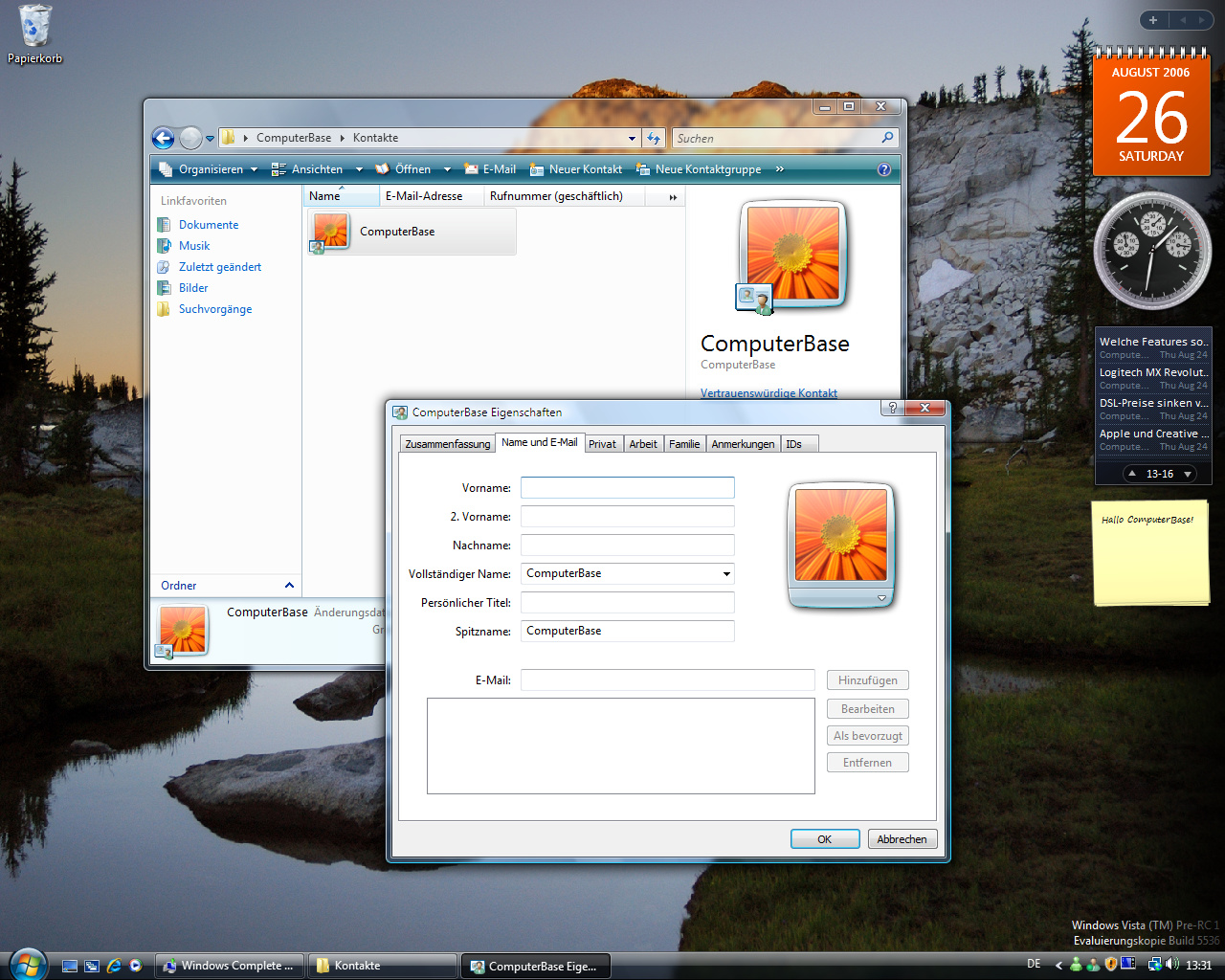 Windows Vista Build 5536 - Kontakte