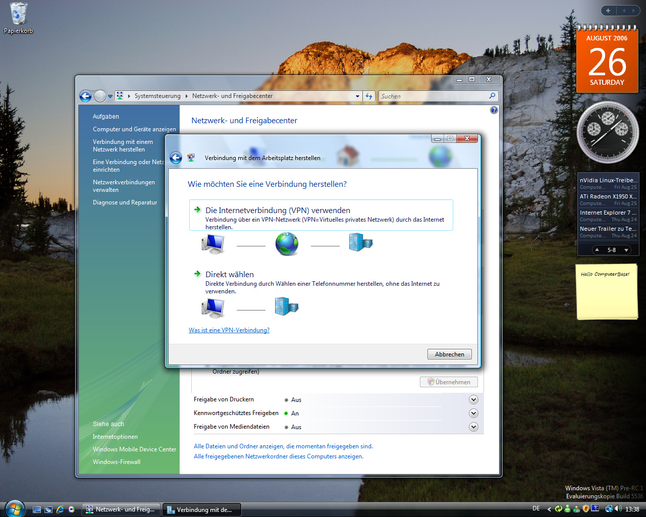 Windows Vista Build 5536 - Netzwerkcenter