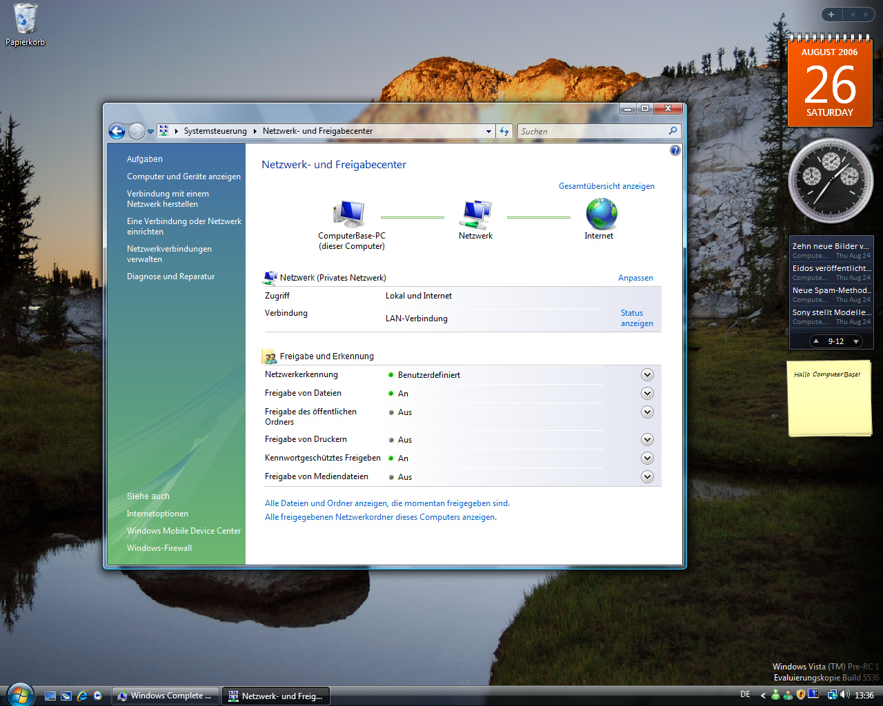 Windows Vista Build 5536 - Netzwerkcenter