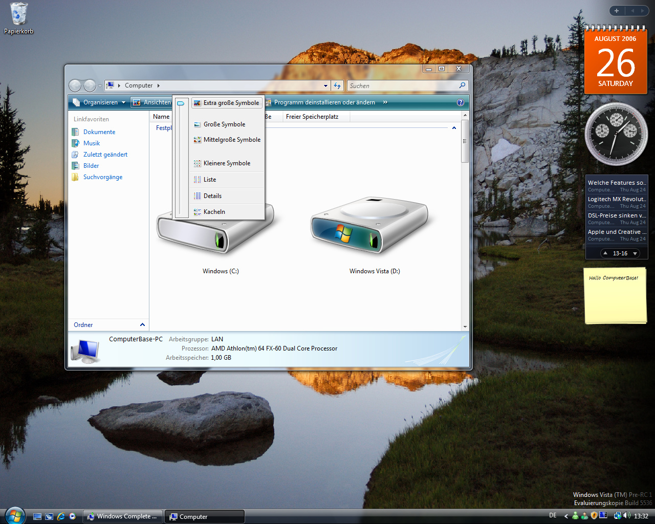 Windows Vista Build 5536 - Riesen Symbole