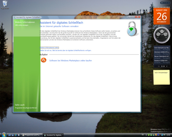 Windows Vista Build 5536 - Schließfach für online gekaufte Software - Hellgrün als Indiz für ein weiters Vista-Skin oder einfach nur veraltet?