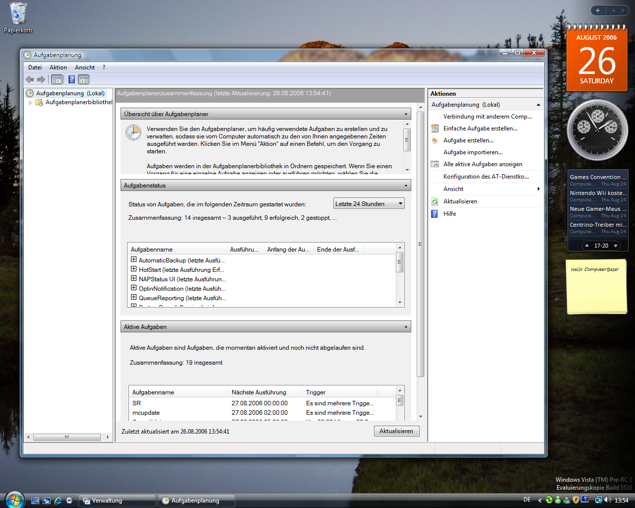 Windows Vista Build 5536 - Aufgabenplanung