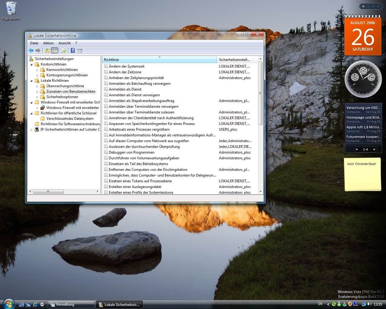 Windows Vista Build 5536 - Sicherheitsrichtlinien 2