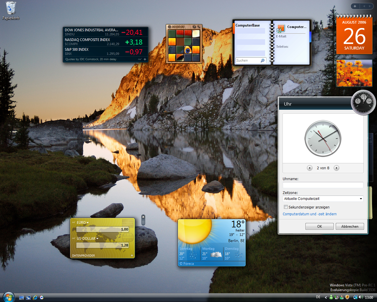 Windows Vista Build 5536 - Sidebar und Gadgets 3