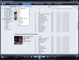 Windows Media Player 11 Beta sortiert nach verschiedenen Parametern