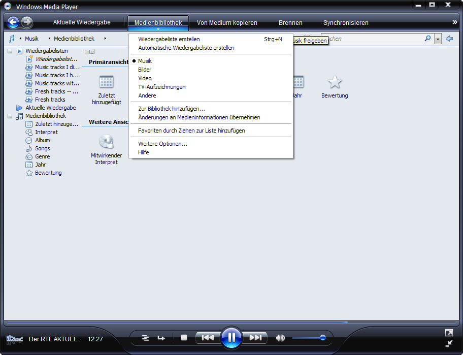 Windows Media Player 11 Beta mit Mediendatenbank für Audio, Video und Photo