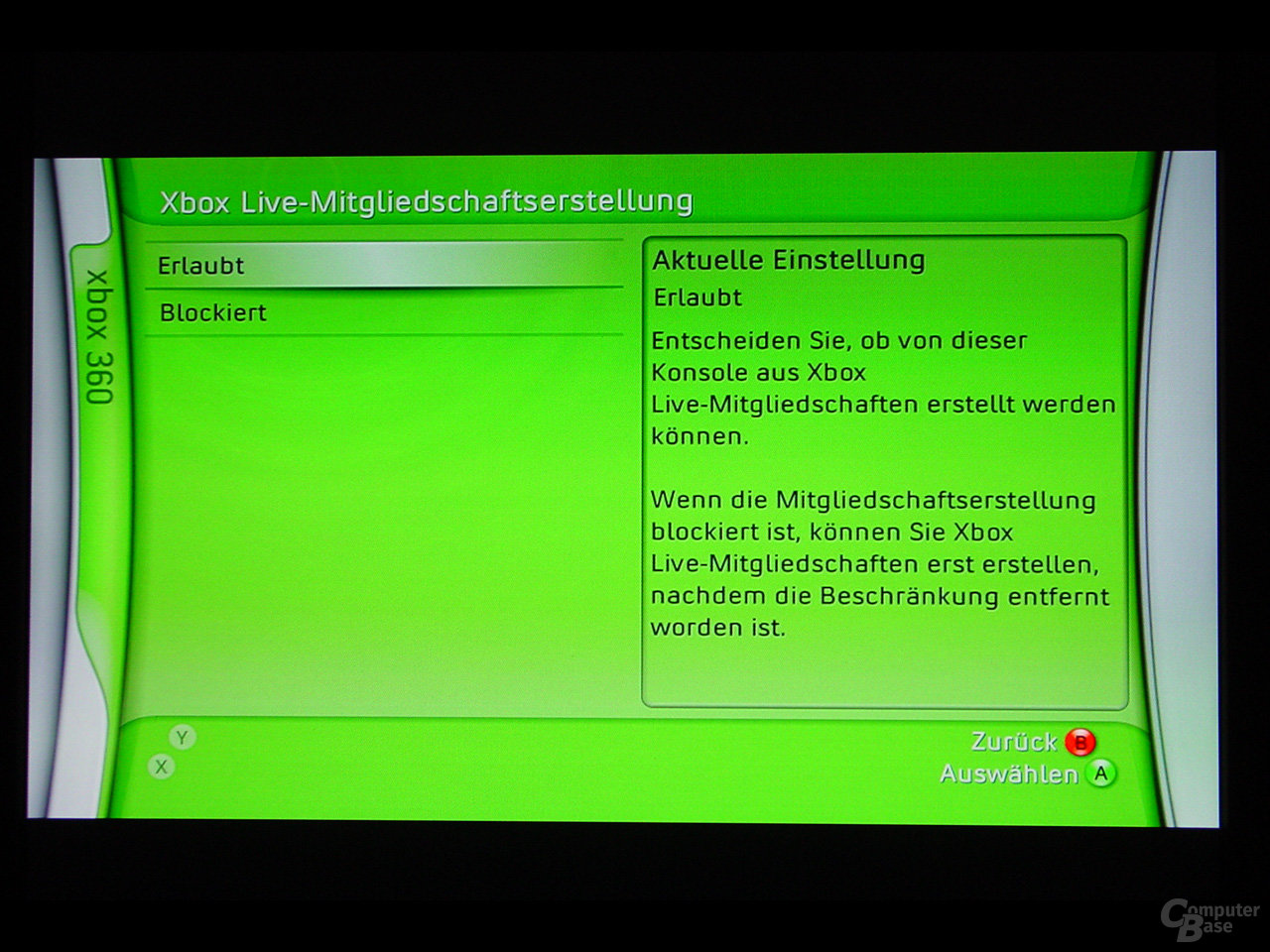 Benutzeroberfläche - Xbox Live-Mitgliedschaftserstellung