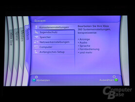 Benutzeroberfläche - System Menü
