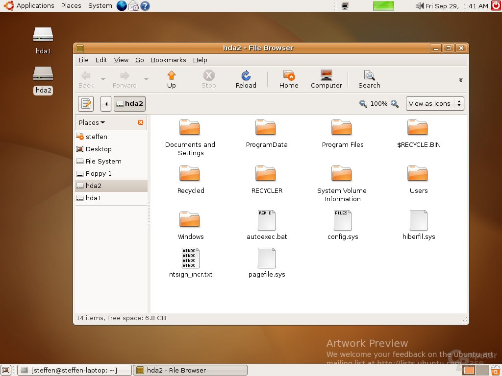 Ubuntu Edgy Eft Beta – Windows-Partition