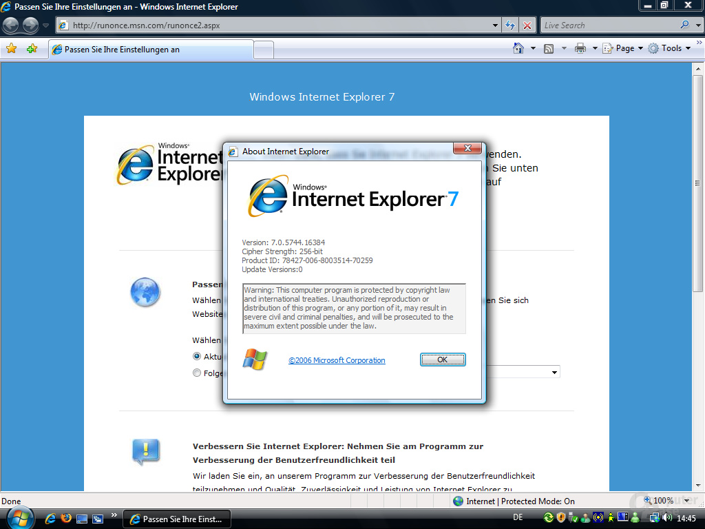 Windows Vista RC2 eng - IE7 nun korrekt