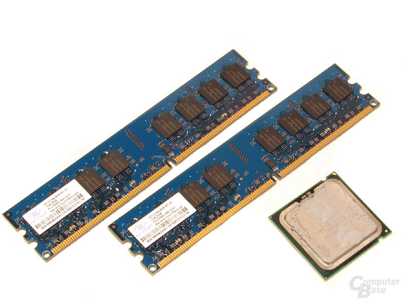 2 GByte Nanya-Speicher und Intel Core-2-Dup E6700