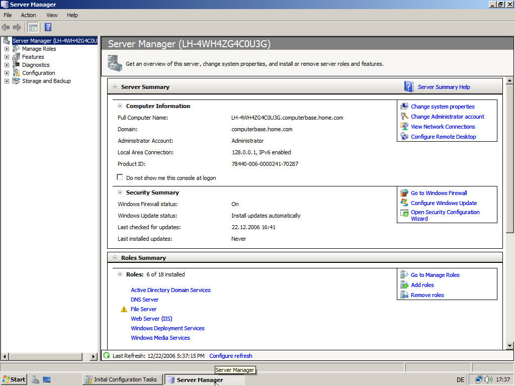 Windows Server "Codename" Longhorn Build 6001 - Server-Manager