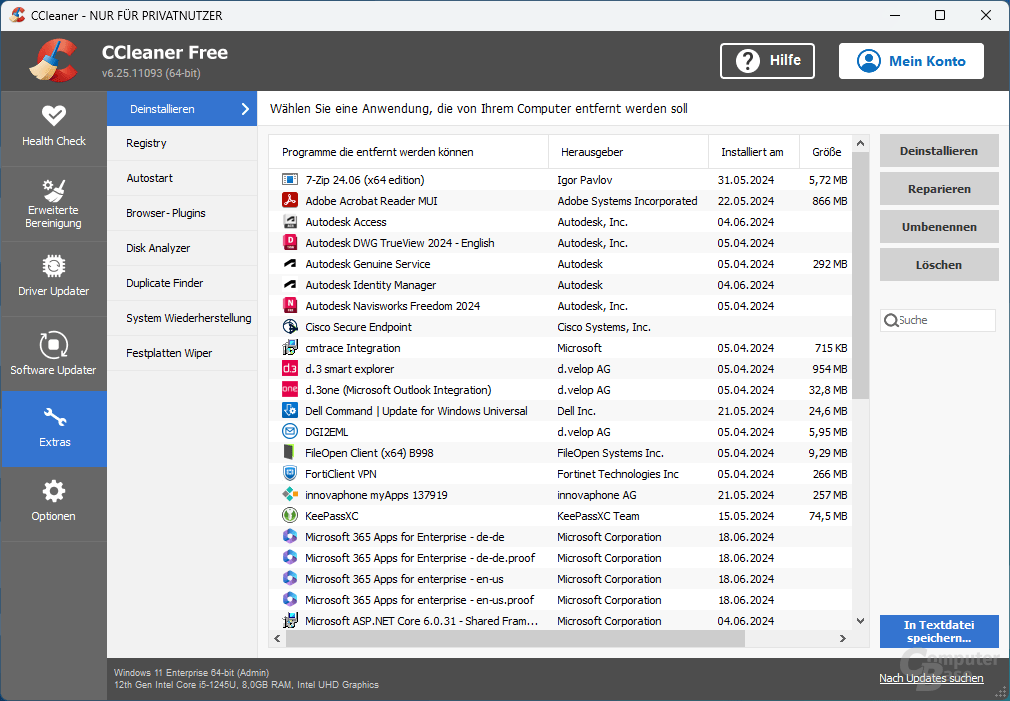 CCleaner – Extras