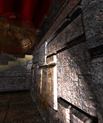 Die ausgetauschte Wand im Spiel: Die echten geometrischen Verformungen können aus jeder Perspektive betrachtet werden.