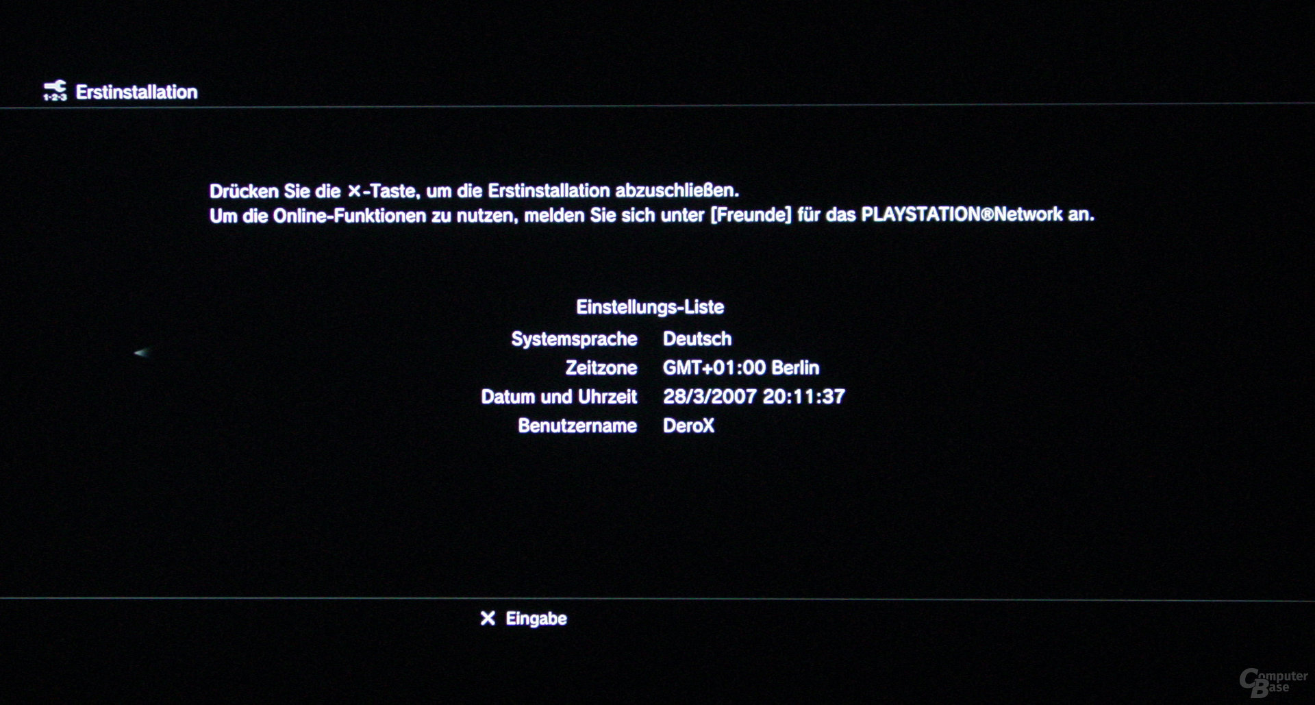 PlayStation 3: Inbetriebnahme